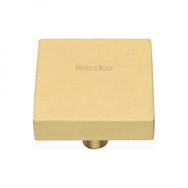 Click Here To Enlarge This Photo Of C3685 38-SB Heritage Brass Cabinet Knob Square Design 38mm Satin Brass Finish