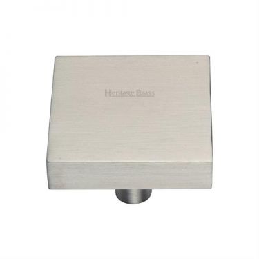Click Here To Enlarge This Photo Of C3685 38-SN Heritage Brass Cabinet Knob Square Design 38mm Satin Nickel Finish
