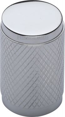 Click Here To Enlarge This Photo Of C3840-PC Heritage Brass Cabinet Knob Cylindric Knurled Design 21mm Polished Chrome Finish