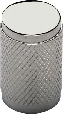 Click Here To Enlarge This Photo Of C3840-PNF Heritage Brass Cabinet Knob Cylindric Knurled Design 21mm Polished Nickel Finish