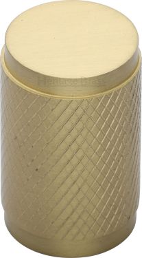 Click Here To Enlarge This Photo Of C3840-SB Heritage Brass Cabinet Knob Cylindric Knurled Design 21mm Satin Brass Finish