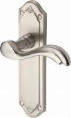 MM992-SN Heritage Brass Door Handle Lever Latch Lisboa Design Satin Nickel Finish