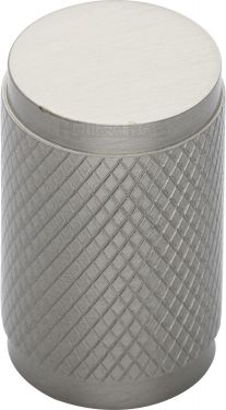 Click Here To Enlarge This Photo Of C3840-SN Heritage Brass Cabinet Knob Cylindric Knurled Design 21mm Satin Nickel Finish
