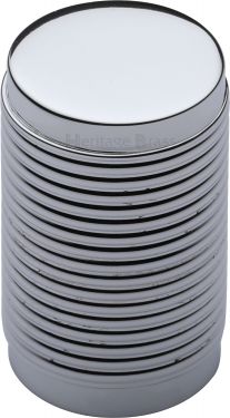 Click Here To Enlarge This Photo Of C3850-PC Heritage Brass Cabinet Knob Cylindric Ribbed Design 21mm Polished Chrome Finish