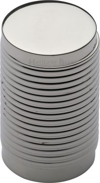 Click Here To Enlarge This Photo Of C3850-PNF Heritage Brass Cabinet Knob Cylindric Ribbed Design 21mm Polished Nickel Finish