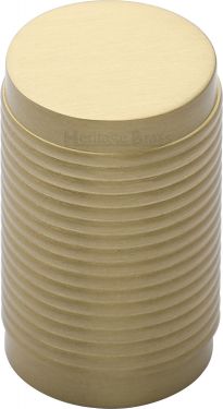 Click Here To Enlarge This Photo Of C3850-SB Heritage Brass Cabinet Knob Cylindric Ribbed Design 21mm Satin Brass Finish