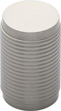 Click Here To Enlarge This Photo Of C3850-SN Heritage Brass Cabinet Knob Cylindric Ribbed Design 21mm Satin Nickel Finish