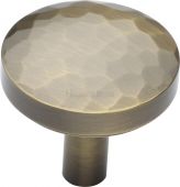 C3877 32-AT Heritage Brass Cabinet Knob Hammered Design 32mm Antique Brass Finish