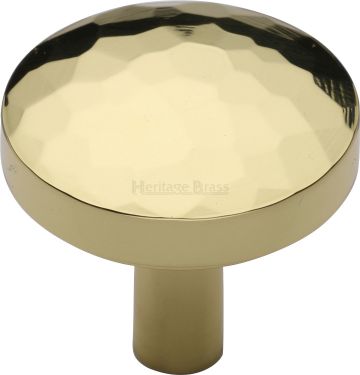 Click Here To Enlarge This Photo Of C3877 32-PB Heritage Brass Cabinet Knob Hammered Design 32mm Polished Brass Finish