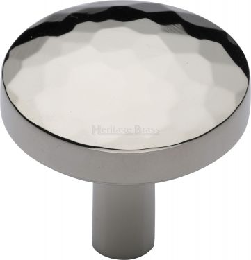Click Here To Enlarge This Photo Of C3877 32-PNF Heritage Brass Cabinet Knob Hammered Design 32mm Polished Nickel Finish