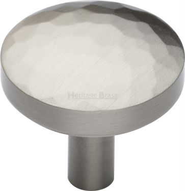 Click Here To Enlarge This Photo Of C3877 32-SN Heritage Brass Cabinet Knob Hammered Design 32mm Satin Nickel Finish