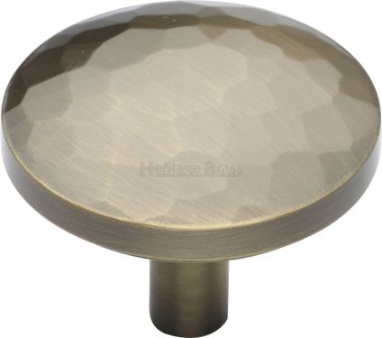 Click Here To Enlarge This Photo Of C3877 38-AT Heritage Brass Cabinet Knob Hammered Design 38mm Antique Brass Finish