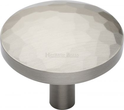 Click Here To Enlarge This Photo Of C3877 38-SN Heritage Brass Cabinet Knob Hammered Design 38mm Satin Nickel Finish