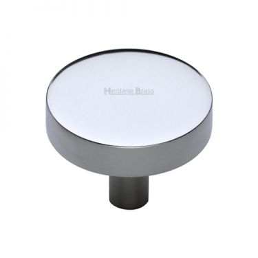 Click Here To Enlarge This Photo Of C3880 32-PC Heritage Brass Cabinet Knob Disc Design 32mm Polished Chrome Finish