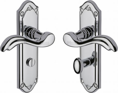 Click Here To Enlarge This Photo Of MM993-PC Heritage Brass Door Handle For Bathroom Lisboa Design Polished Chrome Finish
