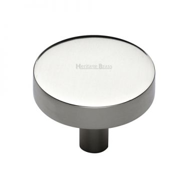 Click Here To Enlarge This Photo Of C3880 32-PNF Heritage Brass Cabinet Knob Disc Design 32mm Polished Nickel Finish