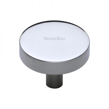 Click Here To Enlarge This Photo Of C3880 38-PC Heritage Brass Cabinet Knob Disc Design 38mm Polished Chrome Finish