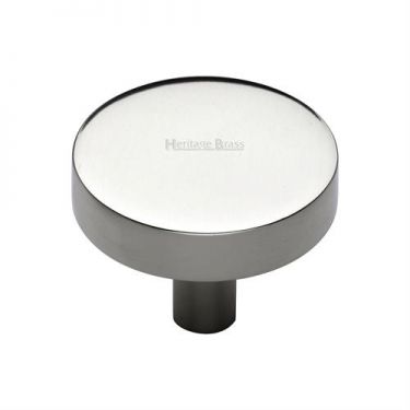Click Here To Enlarge This Photo Of C3880 38-PNF Heritage Brass Cabinet Knob Disc Design 38mm Polished Nickel Finish