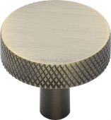 C3884 32-AT Heritage Brass Cabinet Knob Knurled Disc Design 32mm Antique Brass Finish
