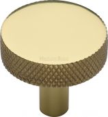 C3884 32-PB Heritage Brass Cabinet Knob Knurled Disc Design 32mm Polished Brass Finish