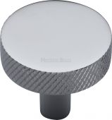 C3884 32-PC Heritage Brass Cabinet Knob Knurled Disc Design 32mm Polished Chrome Finish