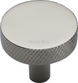 C3884 32-PNF Heritage Brass Cabinet Knob Knurled Disc Design 32mm Polished Nickel Finish