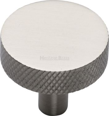 Click Here To Enlarge This Photo Of C3884 32-SN Heritage Brass Cabinet Knob Knurled Disc Design 32mm Satin Nickel Finish