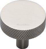 C3884 32-SN Heritage Brass Cabinet Knob Knurled Disc Design 32mm Satin Nickel Finish