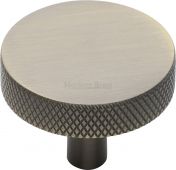 C3884 38-AT Heritage Brass Cabinet Knob Knurled Disc Design 38mm Antique Brass Finish