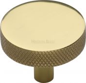 C3884 38-PB Heritage Brass Cabinet Knob Knurled Disc Design 38mm Polished Brass Finish