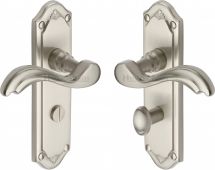 MM993-SN Heritage Brass Door Handle For Bathroom Lisboa Design Satin Nickel Finish