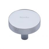 C3884 38-PC Heritage Brass Cabinet Knob Knurled Disc Design 38mm Polished Chrome Finish