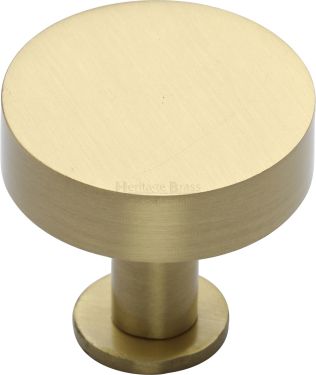 Click Here To Enlarge This Photo Of C3885 32-SB Heritage Brass Cabinet Knob Disc Design with Base 32mm Satin Brass Finish