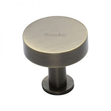Click Here To Enlarge This Photo Of C3885 38-AT Heritage Brass Cabinet Knob Disc Design with Base 38mm Antique Brass Finish