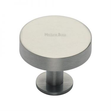 Click Here To Enlarge This Photo Of C3885 38-SN Heritage Brass Cabinet Knob Disc Design with Base 38mm Satin Nickel Finish