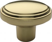 C3975-PB Heritage Brass Cabinet Knob Stepped Oval Design 41mm Polished Brass Finish