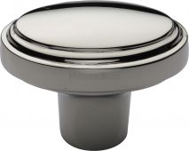 C3975-PNF Heritage Brass Cabinet Knob Stepped Oval Design 41mm Polished Nickel Finish