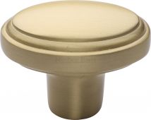 C3975-SB Heritage Brass Cabinet Knob Stepped Oval Design 41mm Satin Brass Finish