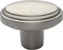C3975-SN Heritage Brass Cabinet Knob Stepped Oval Design 41mm Satin Nickel Finish