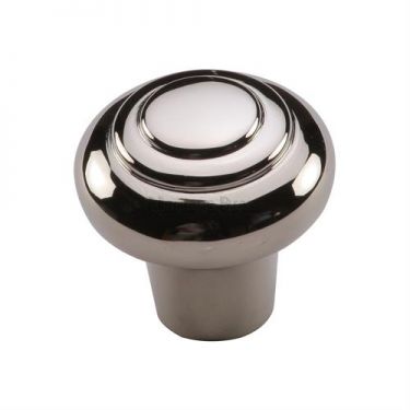 Click Here To Enlarge This Photo Of C3985 38-PNF Heritage Brass Cabinet Knob Round Bead Design 38mm Polished Nickel Finish
