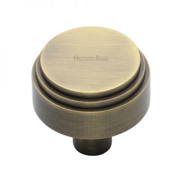 Click Here To Enlarge This Photo Of C3987 32-AT Heritage Brass Cabinet Knob Round Deco Design 32mm Antique Brass Finish