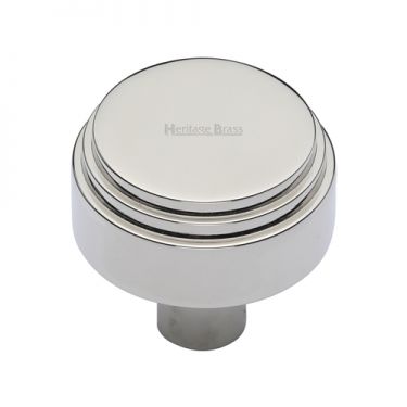 Click Here To Enlarge This Photo Of C3987 32-PNF Heritage Brass Cabinet Knob Round Deco Design 32mm Polished Nickel Finish