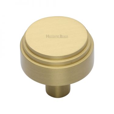 Click Here To Enlarge This Photo Of C3987 32-SB Heritage Brass Cabinet Knob Round Deco Design 32mm Satin Brass Finish