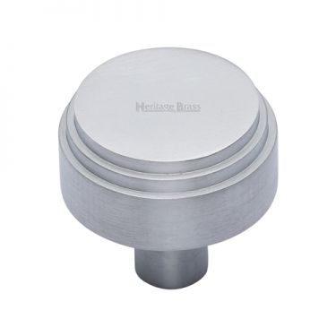 Click Here To Enlarge This Photo Of C3987 32-SN Heritage Brass Cabinet Knob Round Deco Design 32mm Satin Nickel Finish