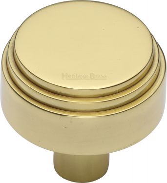 Click Here To Enlarge This Photo Of C3987 38-PB Heritage Brass Cabinet Knob Round Deco Design 38mm Polished Brass Finish