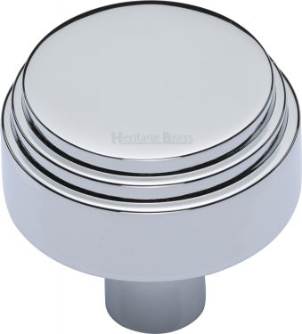 Click Here To Enlarge This Photo Of C3987 38-PC Heritage Brass Cabinet Knob Round Deco Design 38mm Polished Chrome Finish