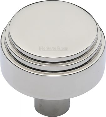 Click Here To Enlarge This Photo Of C3987 38-PNF Heritage Brass Cabinet Knob Round Deco Design 38mm Polished Nickel Finish