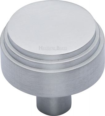Click Here To Enlarge This Photo Of C3987 38-SC Heritage Brass Cabinet Knob Round Deco Design 38mm Satin Chrome Finish
