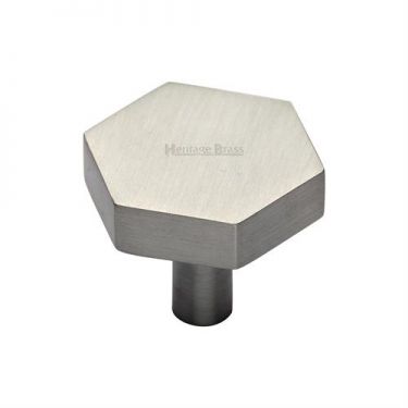 Click Here To Enlarge This Photo Of C4344 32-SN Heritage Brass Cabinet Knob Hexagon Design 32mm Satin Nickel Finish