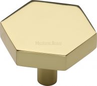 C4344 38-PB Heritage Brass Cabinet Knob Hexagon Design 38mm Polished Brass Finish